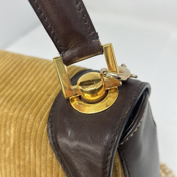 Dolce & Gabbana Vintage Corduroy Leather Handbag Crossbody Chain - Picture 8 of 16